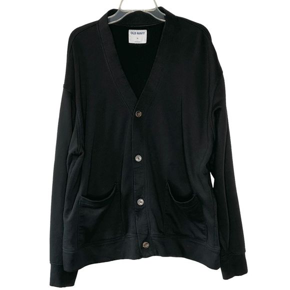 Old Navy Women’s XL Oversized V-Neck Button Front Black Cardigan Sweater - Picture 2 of 10